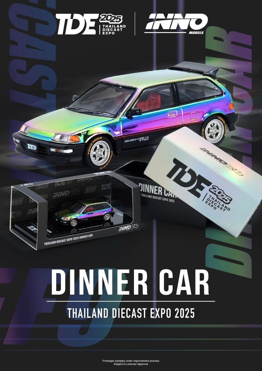 INNO64 Honda Civic SIR (EF9) Chameleon Chrome Dinner Car | 2025 Thailand Diecast Expo