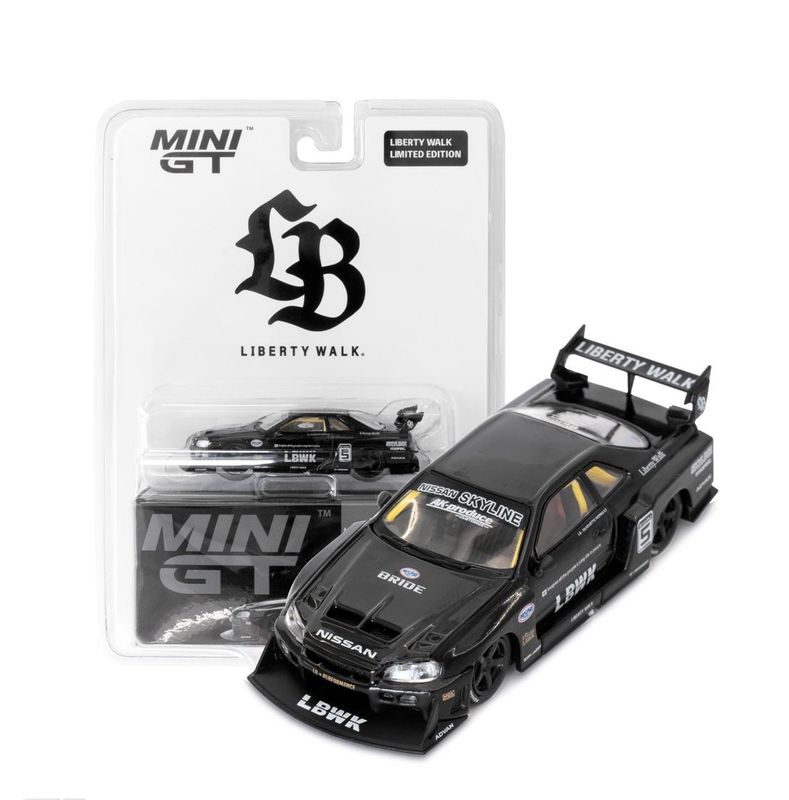 #844 MINI GT Nissan LB-ER34 Super Silhouette Skyline Black | LB Store Exclusive