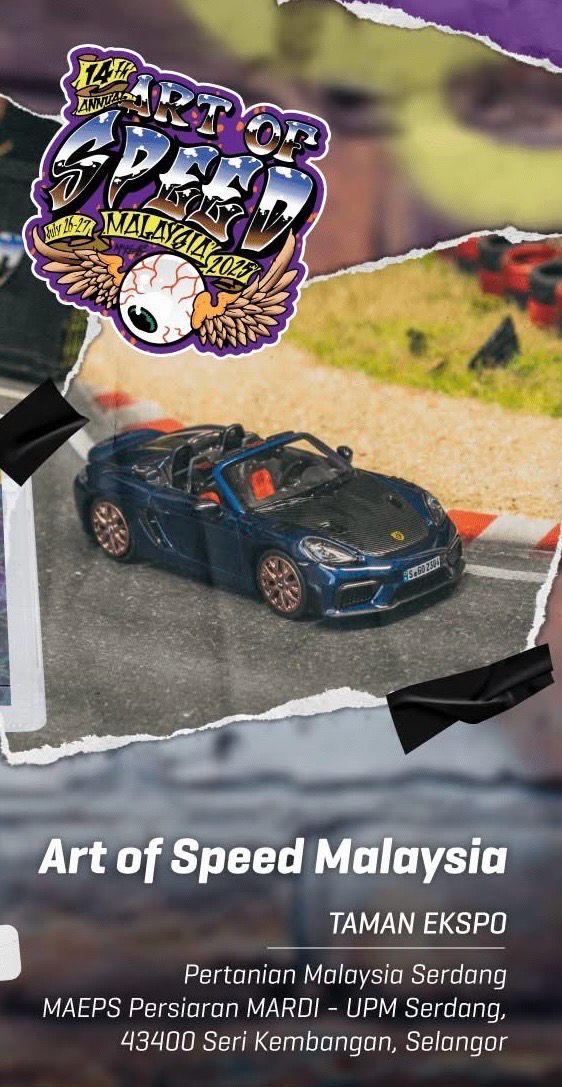 [PREORDER] Tarmac Works x Minichamp Porsche 718 Spyder RS Gentian Blue Metallic | 2025 Art of Speed Malaysia