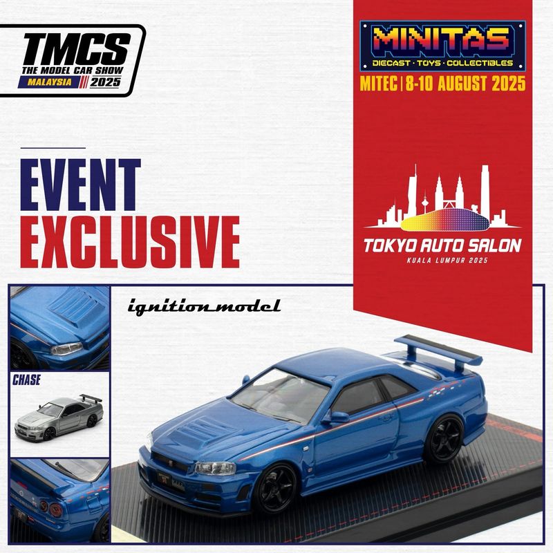 Ignition Model 1/64 Nissan Skyline GT-R34 Bayside Blue TAS x TMCS | 2025 Tokyo Auto Salon TAS KL