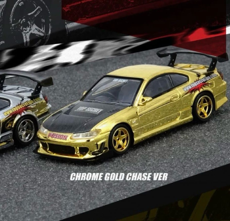 [PREORDER] INNO64 Top Secret Nissan Silvia S15 Gold Chrome Chase | 2025 Tokyo Auto Salon KL
