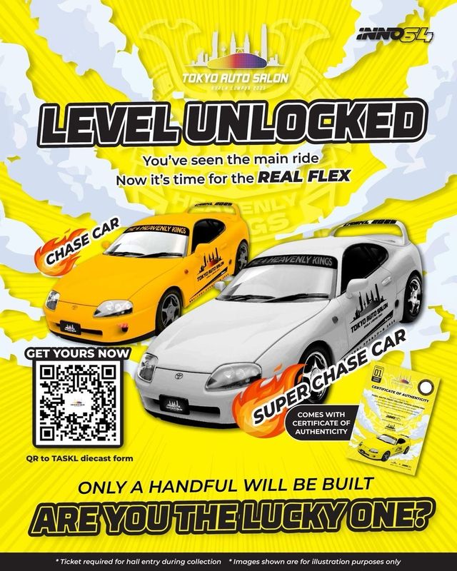 [PREORDER] INNO64 x TASKL Matte Frost Yellow Toyota Supra MK4 | Chance of Chase &amp; Super Chase | 2025 Tokyo Auto Salon KL