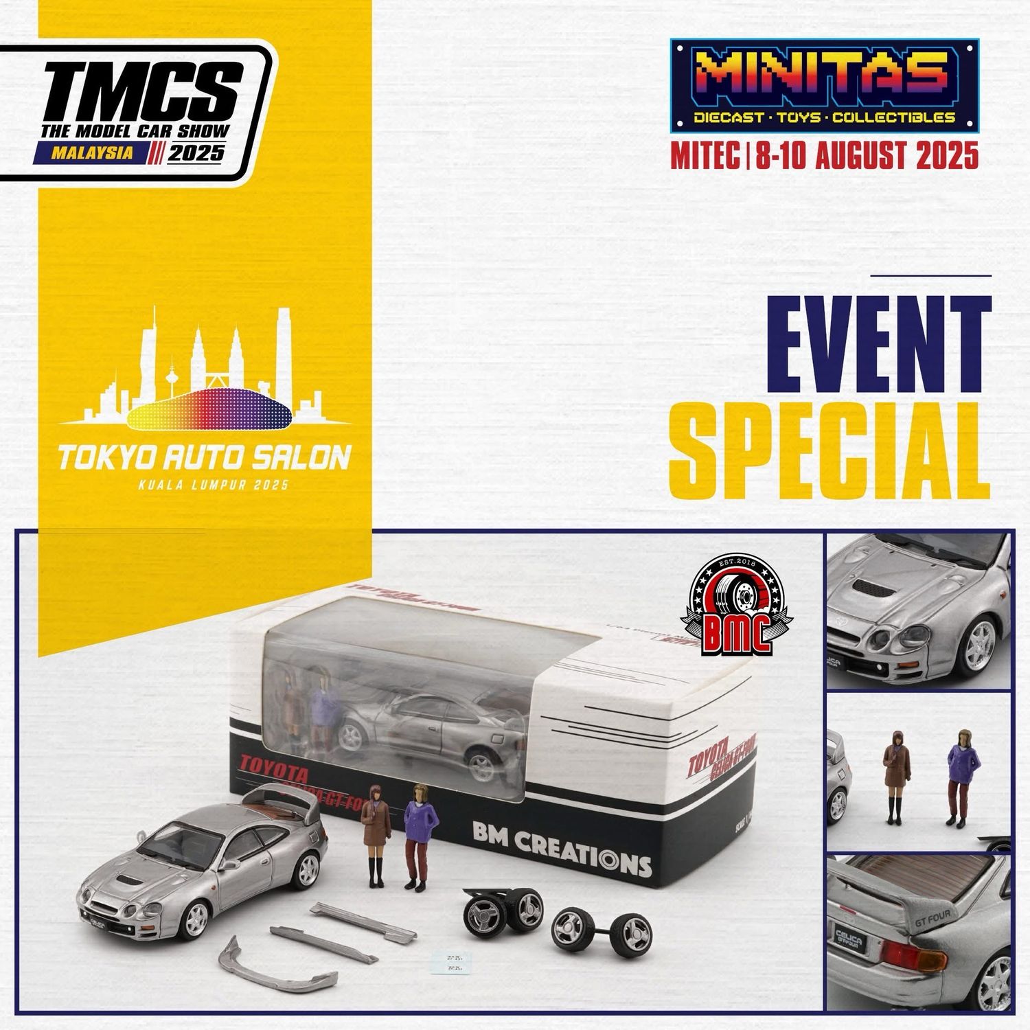 [PREORDER] BMC Models 1/64 Toyota Celica GT-Four Silver | 2025 Tokyo Auto Salon KL