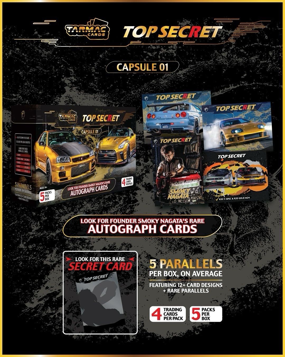 [PREORDER] Tarmac Cards x Top Secret Limited Edition Collectible Trading Cards Capsule 01 | Single Pack / Sealed Box