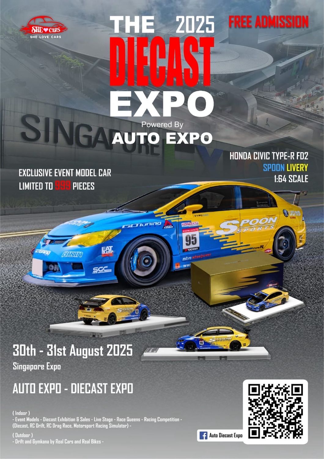 [PREORDER] Motorhelix x She Love Cars Honda Civic Type R FD2 Spoon Livery | 2025 The Diecast Expo