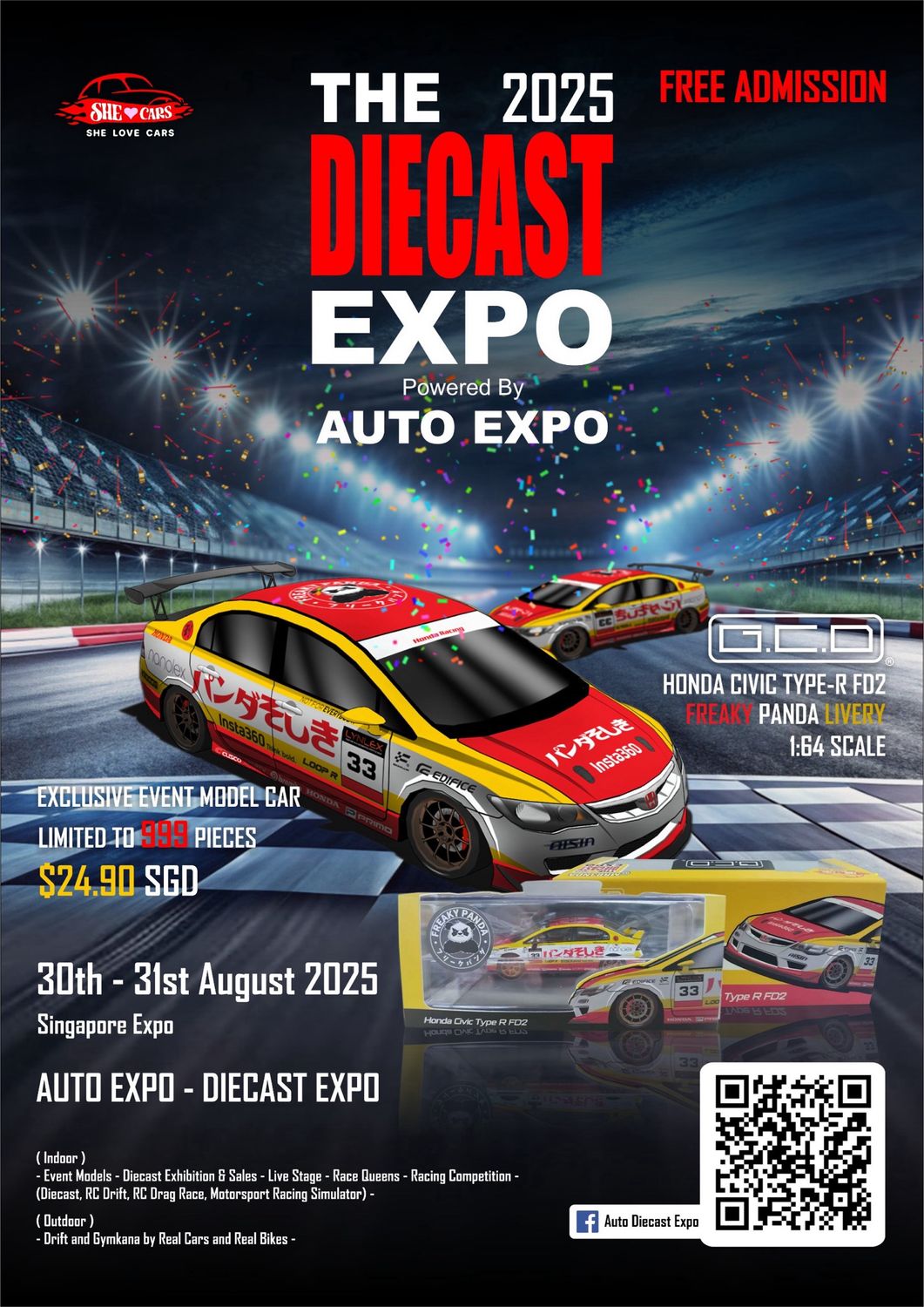 [PREORDER] GCD Honda Civic Type-R FD2 Freaky Panda Livery | The Diecast Expo 2025