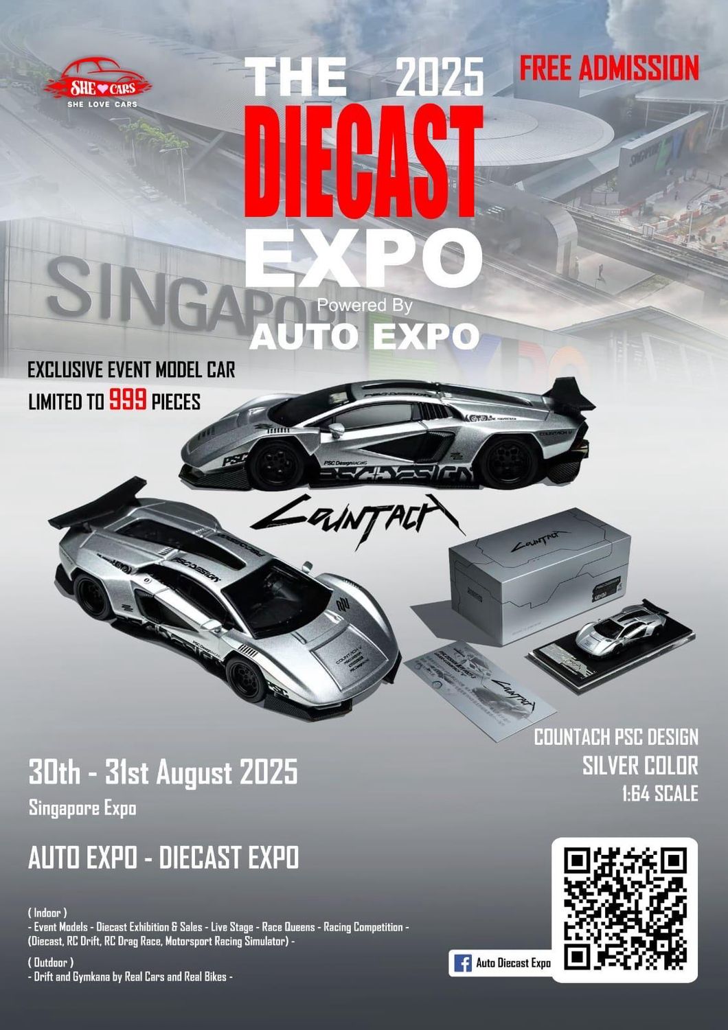 PSC Design 1/64 Countach Silver | 2025 The Diecast Expo