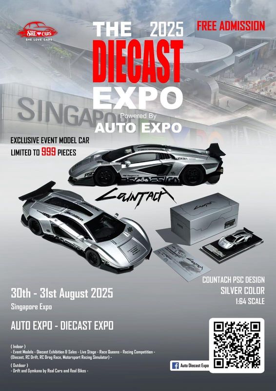 Time Micro x PSC Design 1/64 Countach Silver | 2025 The Diecast Expo