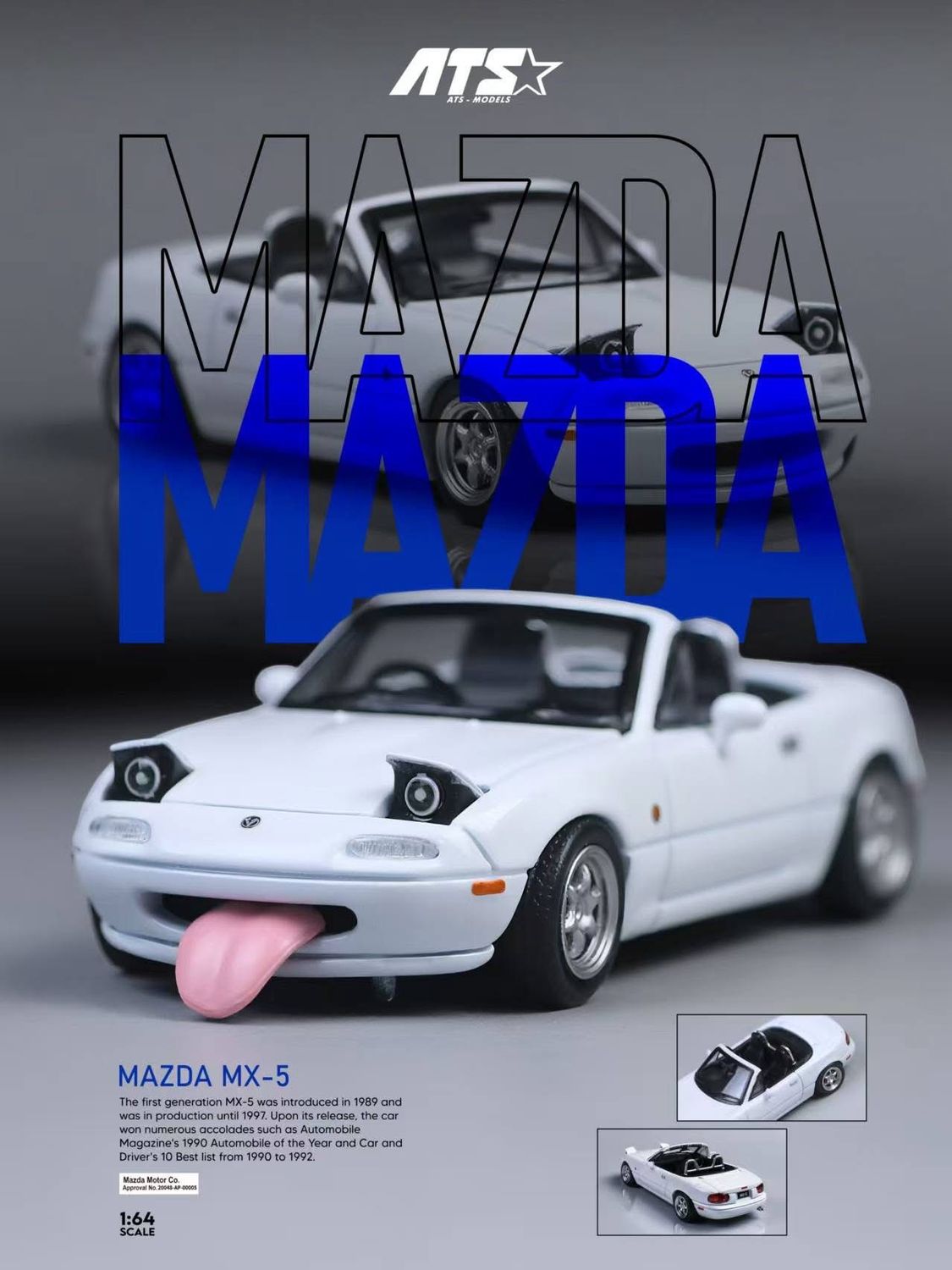 ATS Model 1/64 Mazda MX-5 White with Tongue | 2025 The Diecast Expo