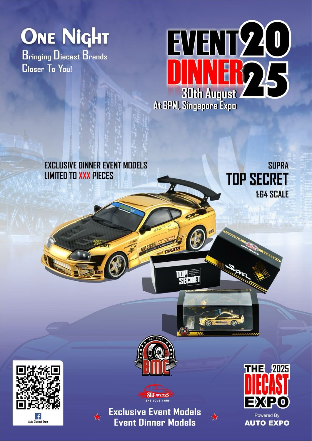 BMC Models Toyota Supra Top Secret Gold | 2025 The Diecast Expo