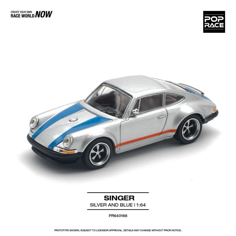POP RACE Porsche Singer Silver and Blue (PR64-188)
