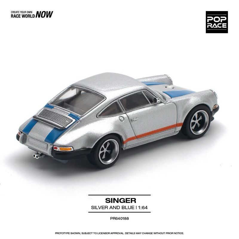 POP RACE Porsche Singer Silver and Blue (PR64-188)