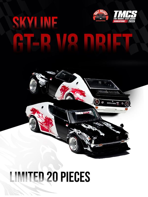 [PREORDER] POP RACE“SINGA” Lion Skyline GT-R V8 Drift Custom | 2025 The Model Car Show