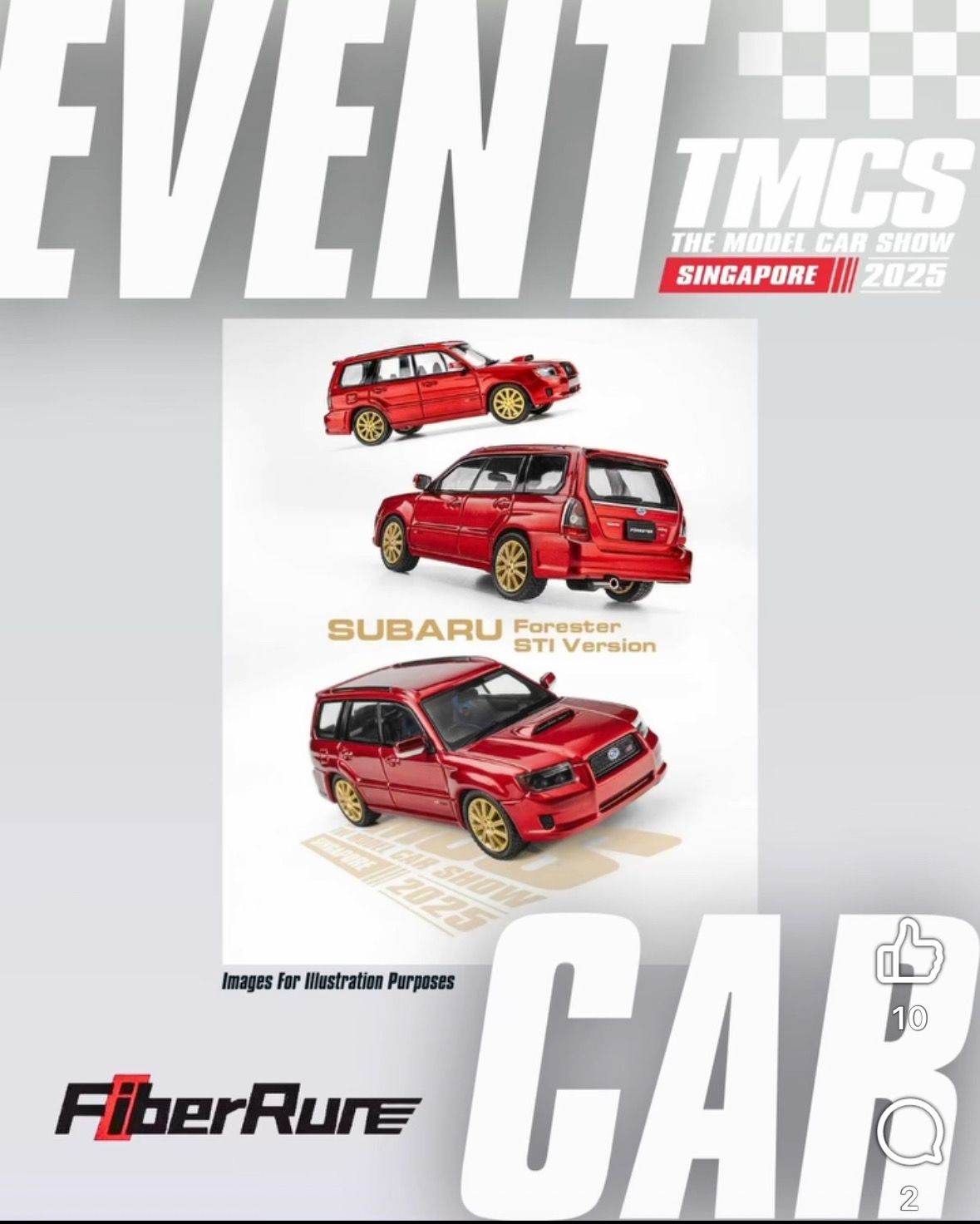FIBRE RUN 1/64 Subaru Forester STI Version Red | 2025 The Model Car Show Singapore
