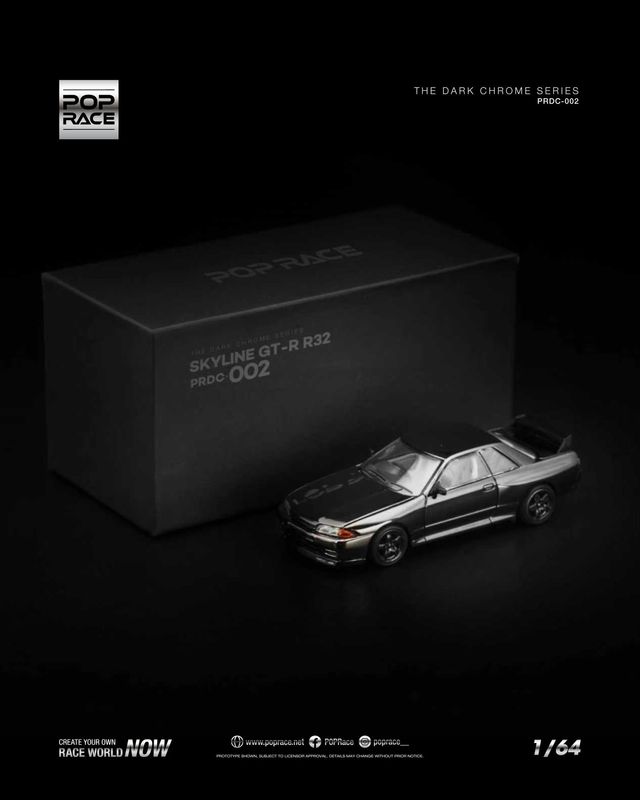 [PREORDER] POP RACE Nissan Skyline GT-R R32 Dark Chrome Series (PRDC002)