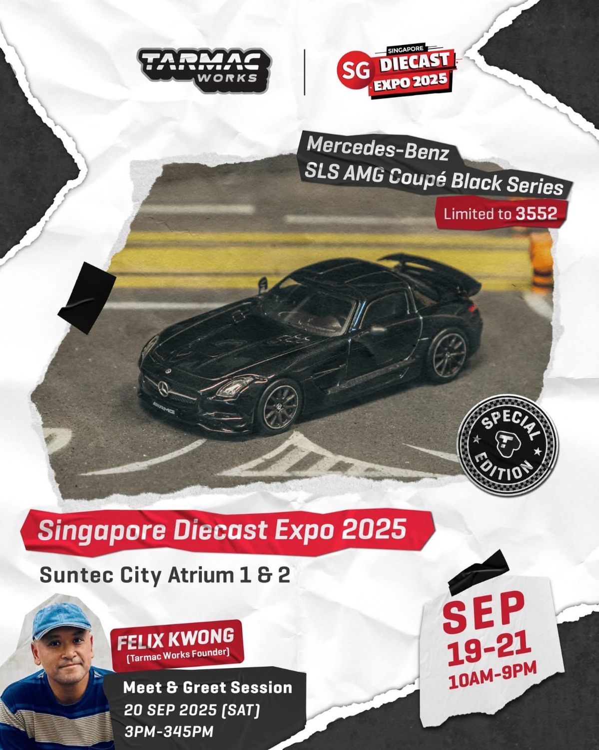 Tarmac Works Mercedes Benz SLS AMG Coupé Black Series | Chance of Chase | 2025 Singapore Diecast Expo