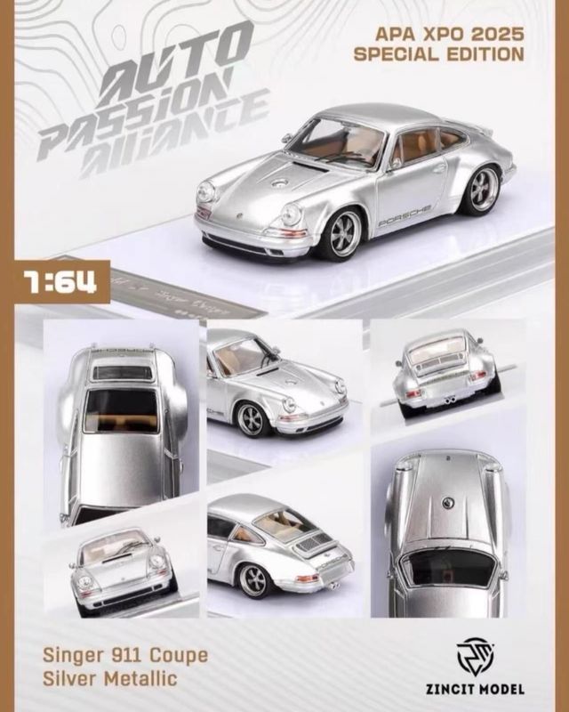 [PREORDER] ZINCIT MODEL Porsche Singer 911 Coupe Silver Metallic | 2025 Auto Passion Alliance (APA)