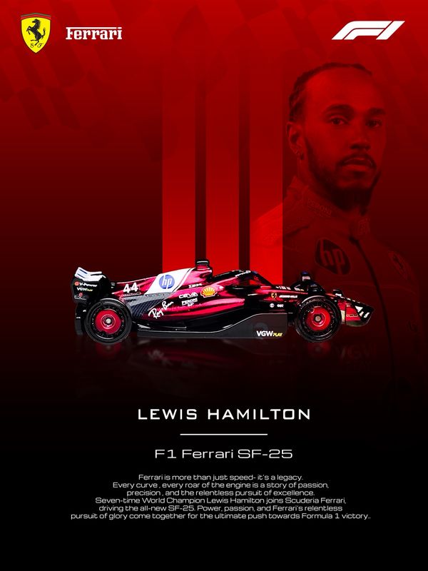 [PREORDER] F1 Ferrari SF-25 Lewis Hamilton Hot Wheels Custom with Acrylic Display