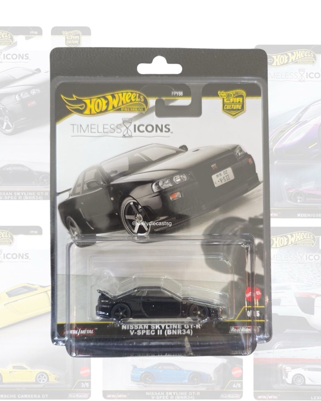 [PREORDER] 2025 Hot Wheels Premium Timeless Icon Nissan Skyline GT-R V-Spec II (BNR34) Black Chase