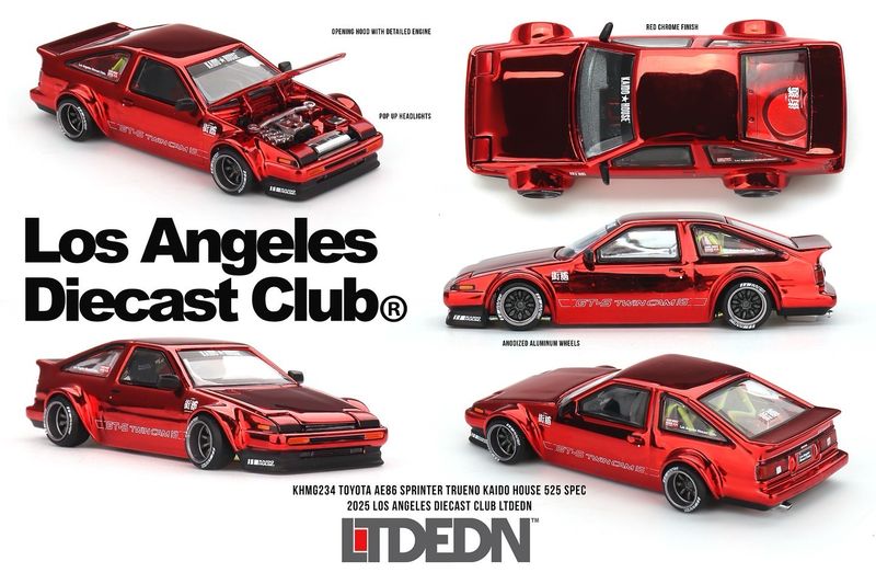 KAIDOHOUSE LTD EDN Toyota AE86 Sprinter Trueno 525 Spec (KHMG234) | 2025 Los Angeles Diecast Club