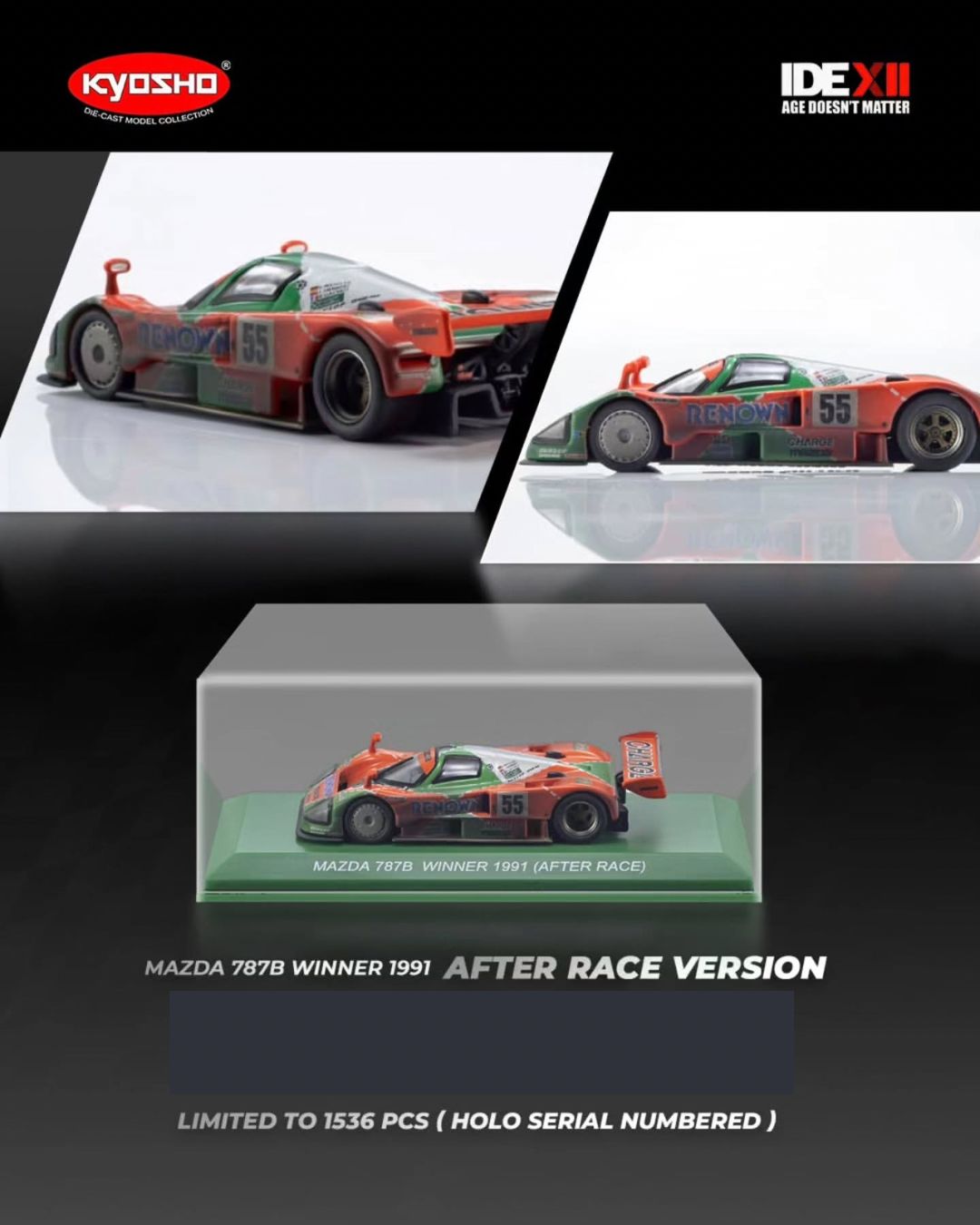 [PREORDER] KYOSHO 1/64 Mazda 787B Winner 1991 (After Race Version) | 2025 Indonesia Diecast Expo (IDE)