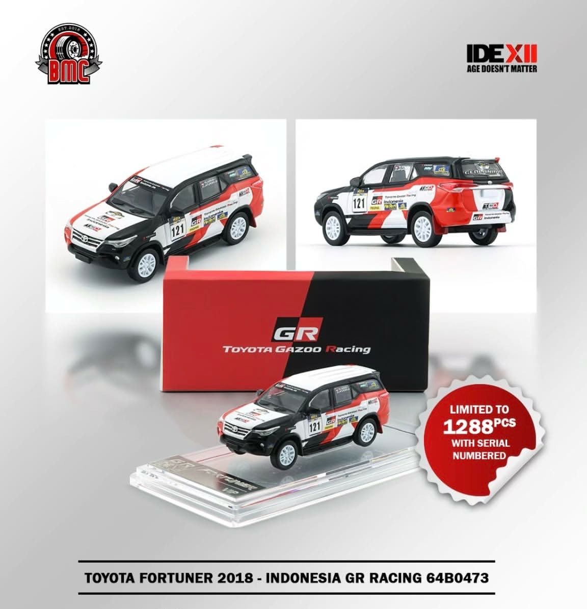 [PREORDER] BMC Model Toyota Fortuner 2018 Indonesia GR Racing | 2025 Indonesia Diecast Expo (IDE)