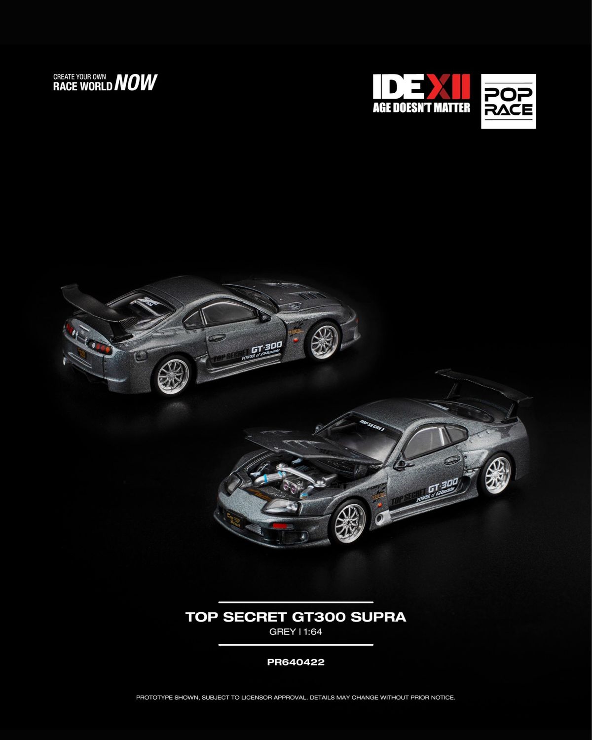 [PREORDER] POP RACE TOYOTA SUPRA GT300 TOP SECRET GREY (PR64-022) | 2025 Indonesia Diecast Expo (IDE)