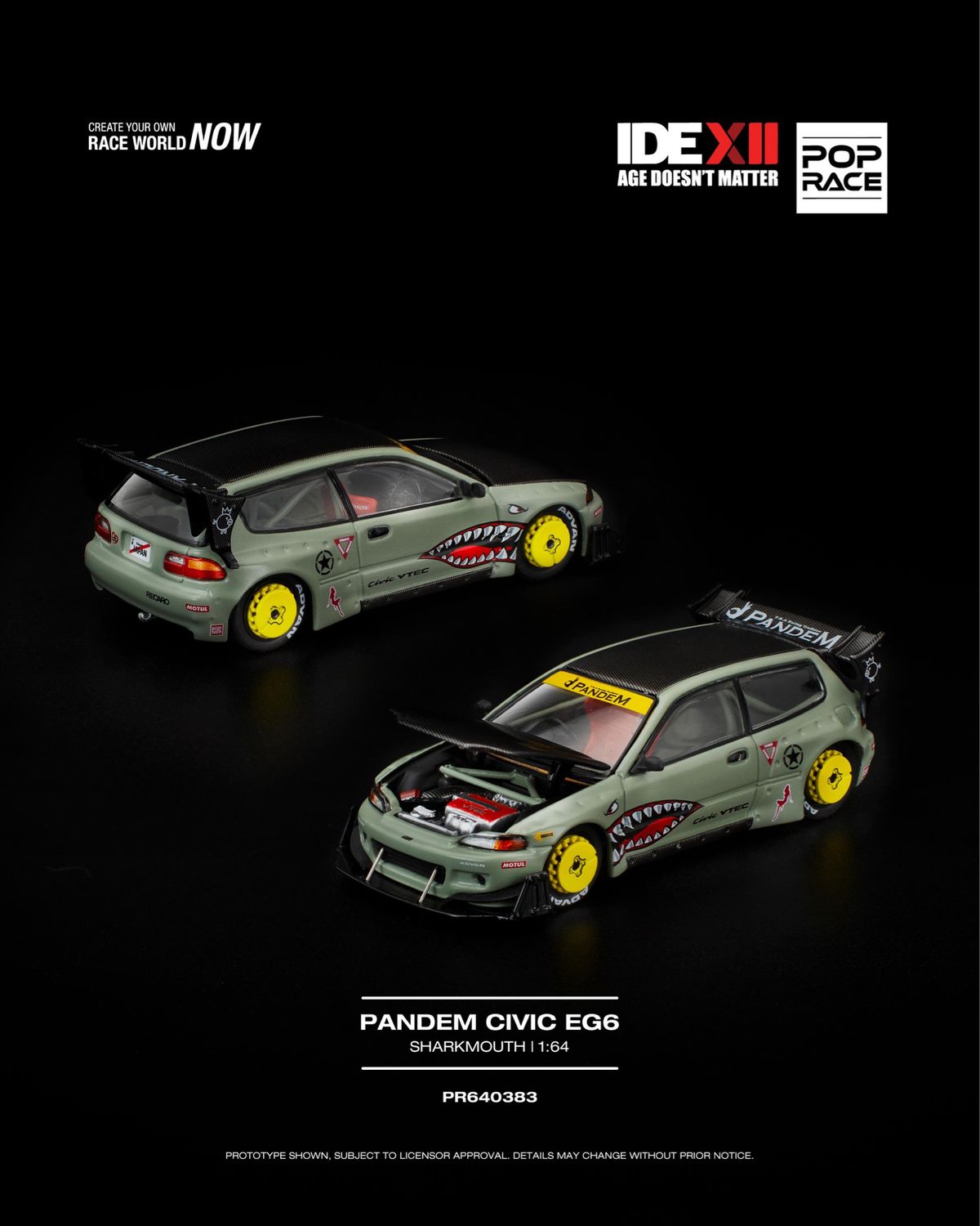 [PREORDER] POP RACE PANDEM CIVIC EG6 “SHARKMOUTH” (PR64-383) | 2025 Indonesia Diecast Expo (IDE-XII)