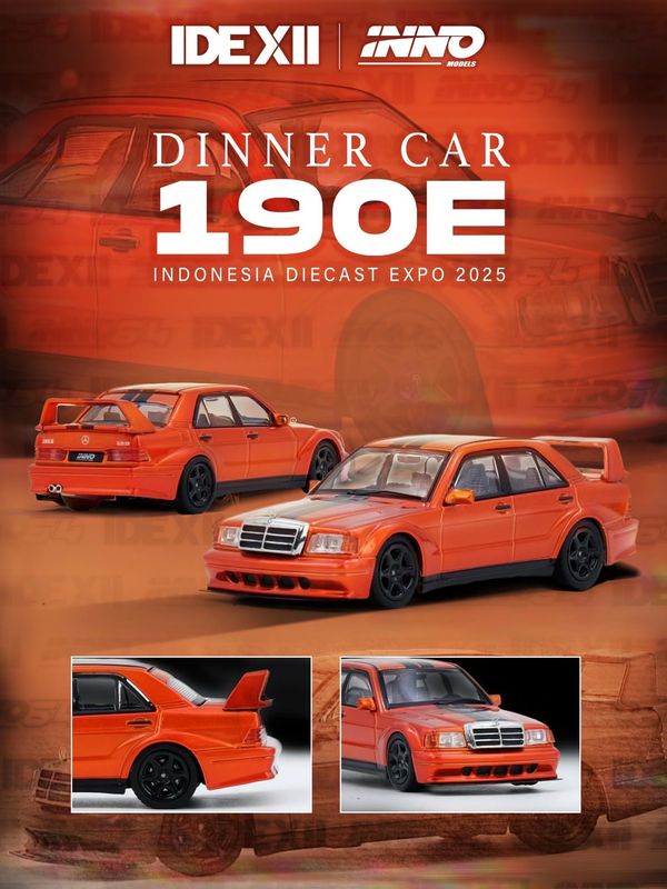 INNO64 Mercedes Benz 190E II Evo Orange Black Dinner Exclusive | 2025 Indonesia Diecast Expo (IDE-XII)