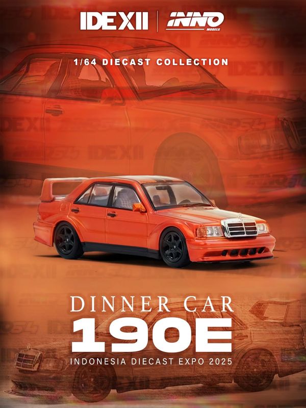 [PREORDER] INNO64 Mercedes Benz 190E II Evo Orange Black Dinner Exclusive | 2025 Indonesia Diecast Expo (IDE-XII)