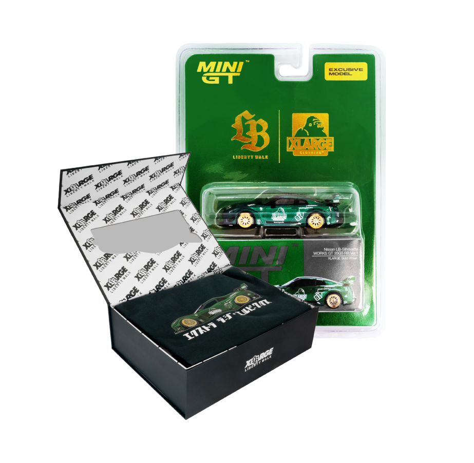 [PREORDER] #1071 MINI GT x LBWK x X-LARGE Nissan LB-Silhouette 35GT-RR Green Japan Exclusive Box Set