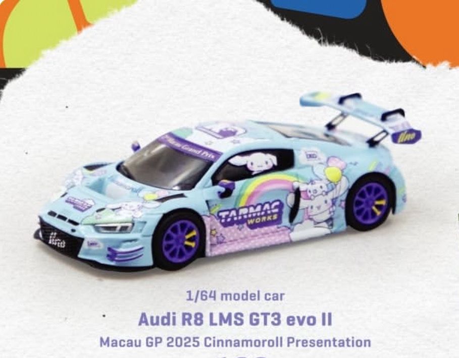 [PREORDER] Tarmac Works Audi R8 LMS GT3 EVO II | 2025 Macau GP Cinnamoroll Presentation