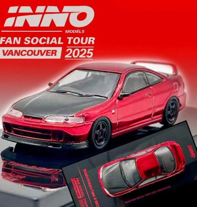 INNO64 Honda Integra Type R (DC2) Chrome Red Carbon Hood | 2025 POP RACE x INNO64 Fan Social Tour Vancouver Canada