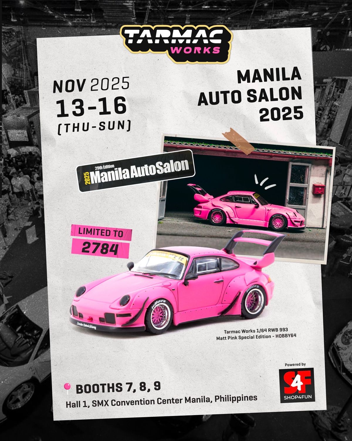 [PREORDER] Tarmac Works RWB 993 Matt Pink Special Edition | 2025 Manila Auto Salon