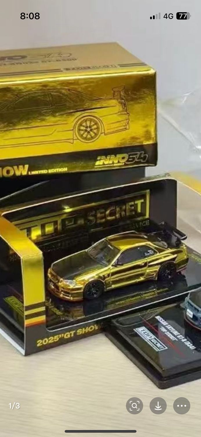 INNO64 “TOP SECRET” Nissan Skyline GT-R34 Gold VIP Ticket Limited Edition | 2025 China GT Show INNO64 “TOP SECRET” Nissan Skyline GT-R34 Gold VIP Ticket Limited Edition | 2025 China GT Show