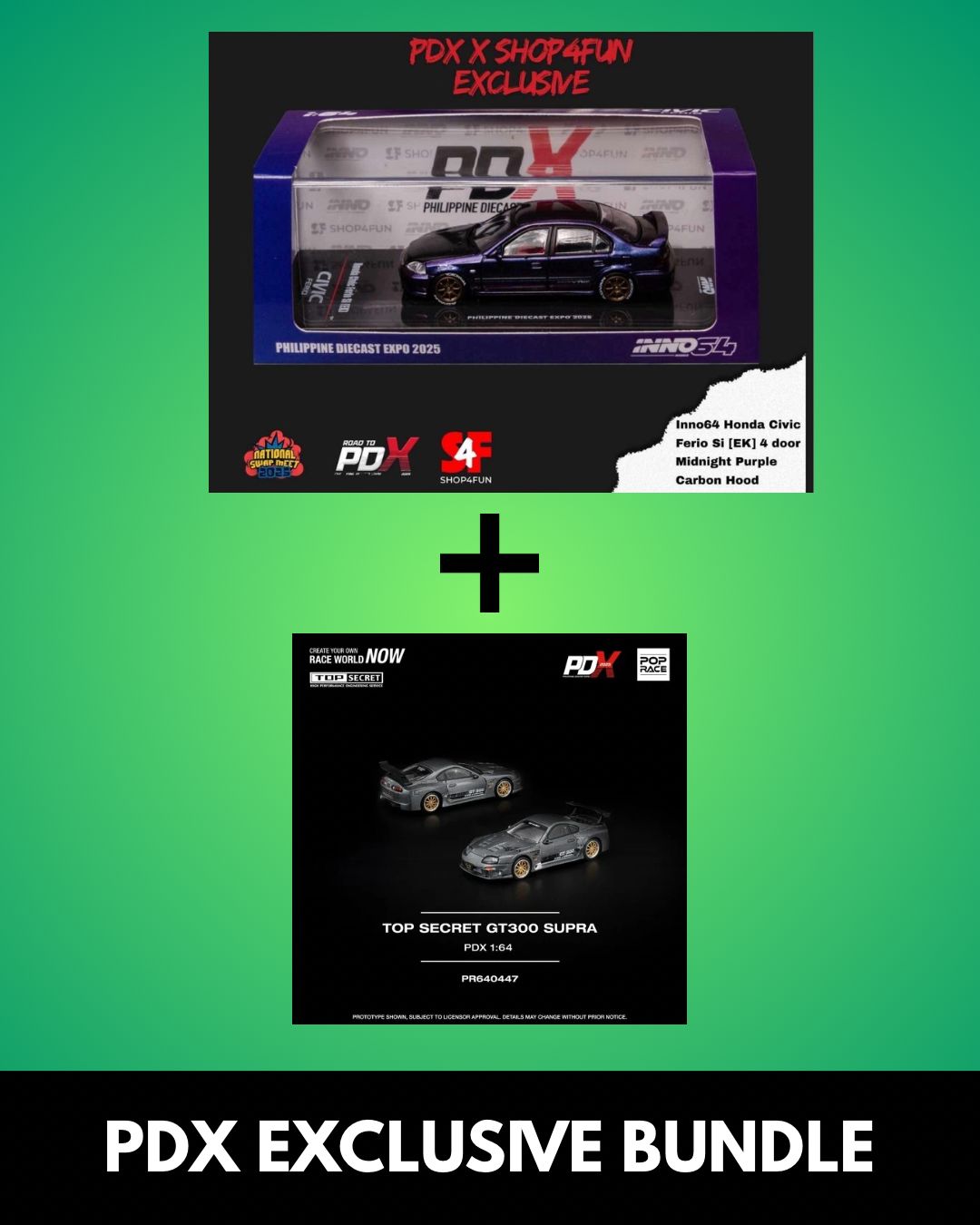 [PREORDER] Philippines Diecast Expo INNO64 Civic Fiero &amp; POP RACE Supra GT300 Bundle Set FLASH SALE