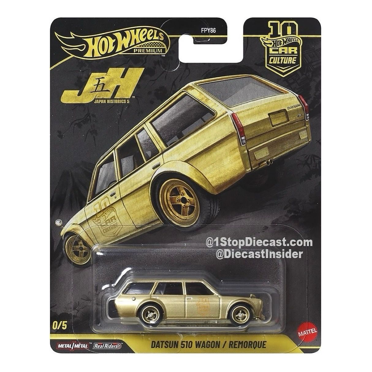 [PREORDER] 2025 Hot Wheels Premium Japan Historics Datsun 510 Wagon Gold Chase