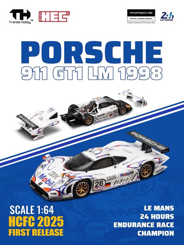 [PREORDER] Trends Hobby Porsche 911 GT1 LM 1998 Le Mans 24 Hours Endurance Race Champion