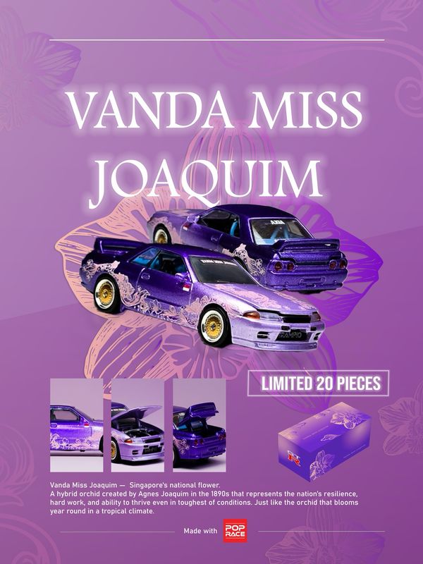 [PREORDER] POP RACE Nissan Skyline GT-R32 Vanda Miss Joaquim Edition Purple Custom