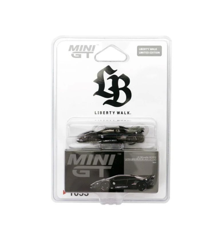 #1053 MINI GT Lamborghini LB-Silhouette Works Murcielago GT Evo Black | Liberty Walk Store Exclusive