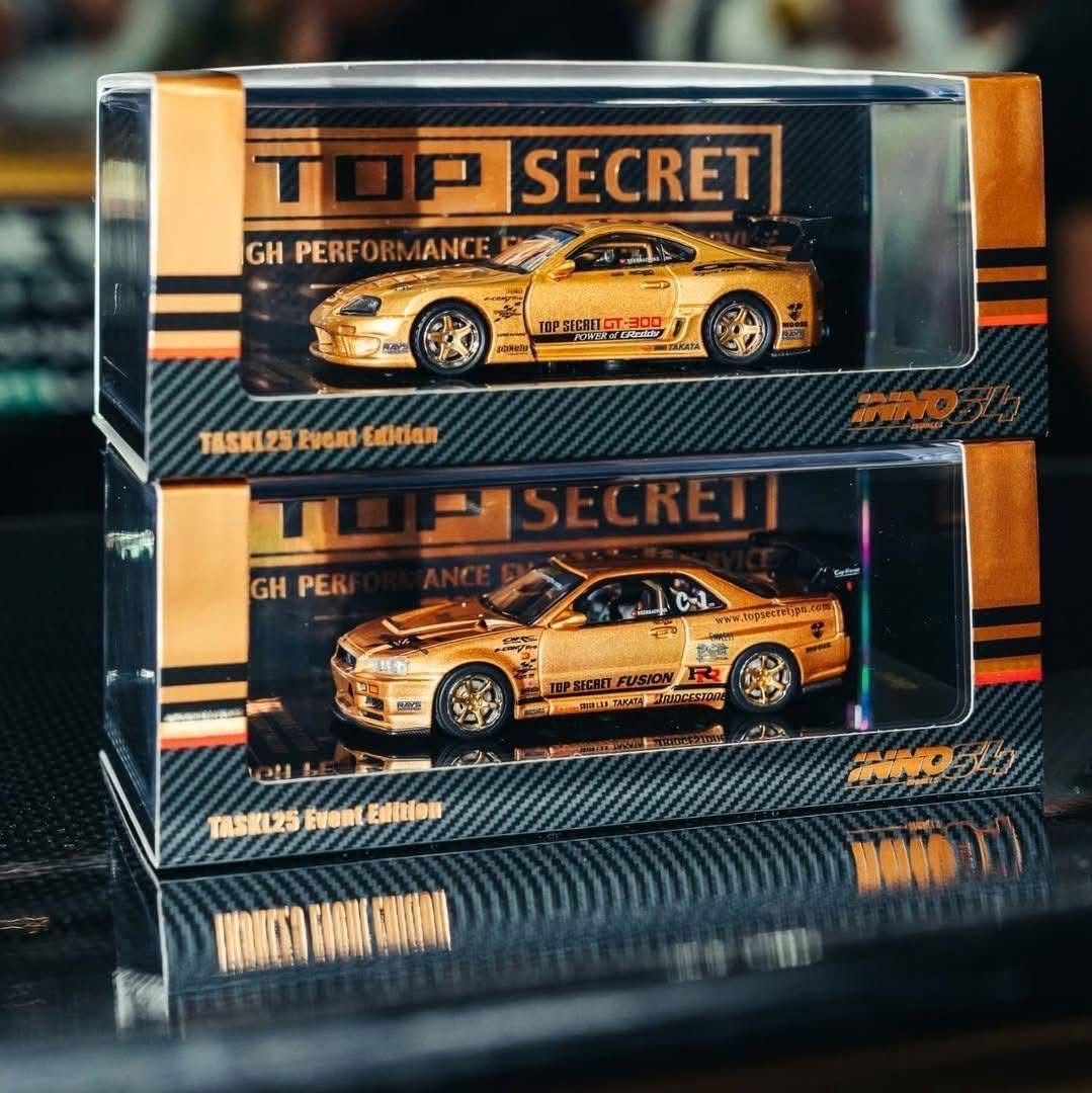 INNO64 Toyota Supra A80 GT300 + Nissan Skyline R34 GT-R “Top Secret Thailand” Set | 2025 Tokyo Auto Salon TAS KL INNO64 Toyota Supra A80 GT300 + Nissan Skyline R34 GT-R “Top Secret Thailand” Set | 2025 Tokyo Auto Salon TAS KL