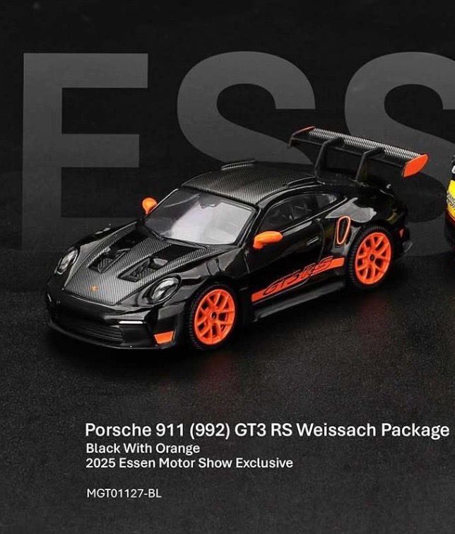 [PREORDER] #1127 MINI GT Porsche 911 (992) GT3 RS Weissach Package Black With Orange | 2025 Essen Motor Show Exclusive