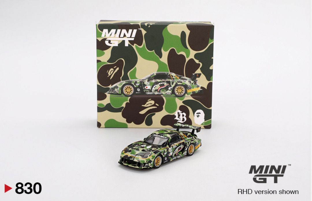 #830 MINI GT x BAPE x Liberty Walk Mazda RX-7 LB-Super Silhouette | 2025 Tokyo Auto Salon Japan