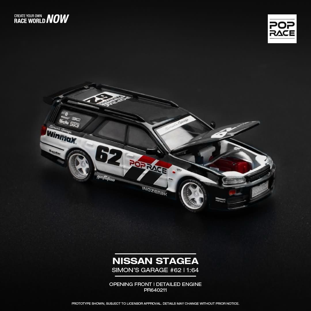 POP RACE Nissan Stagea Simon’s Garage #62 Black (PR64-211)
