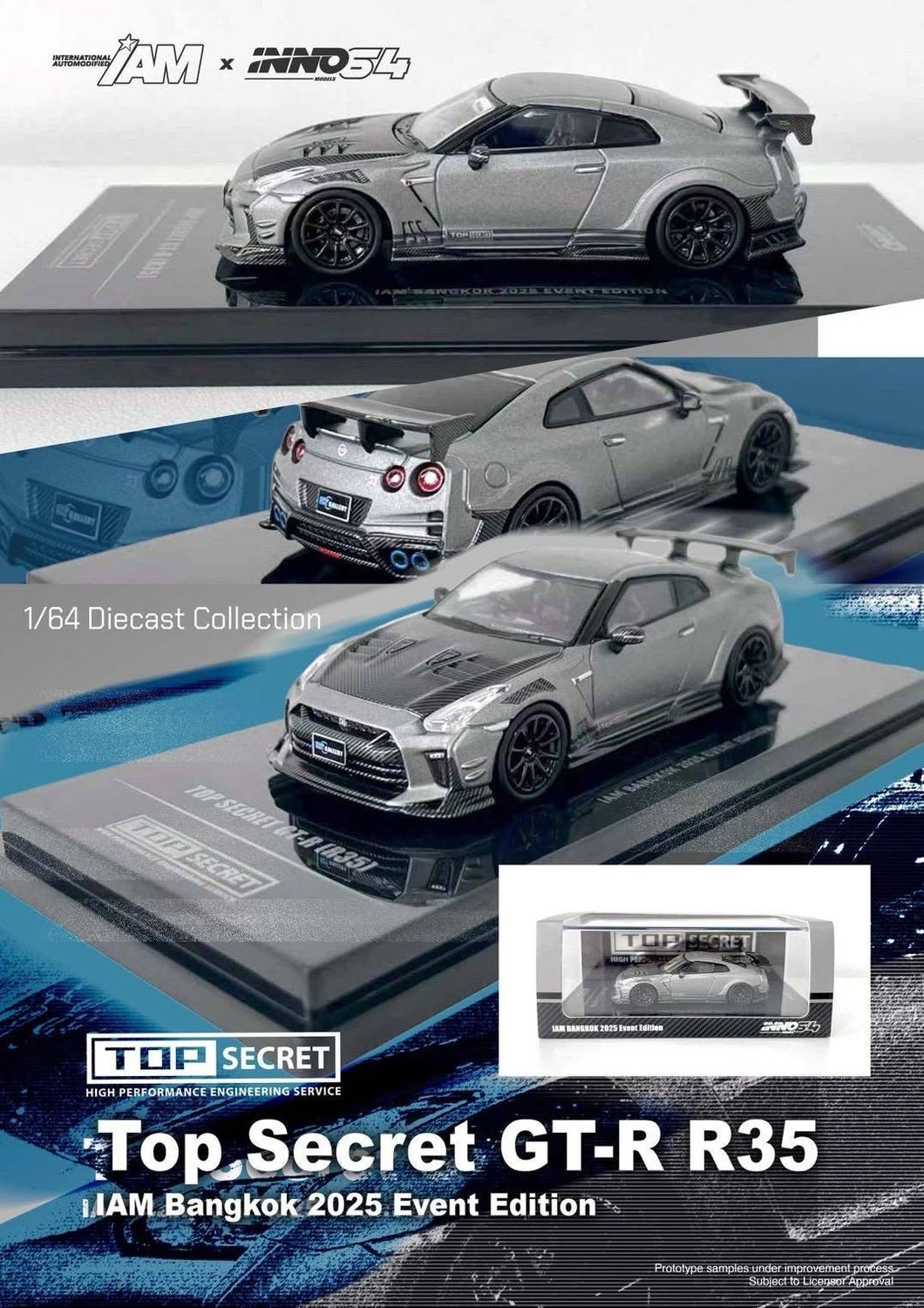 [PREORDER] INNO64 Top Secret Nissan GT-R (R35) Silver | 2025 IAM Bangkok