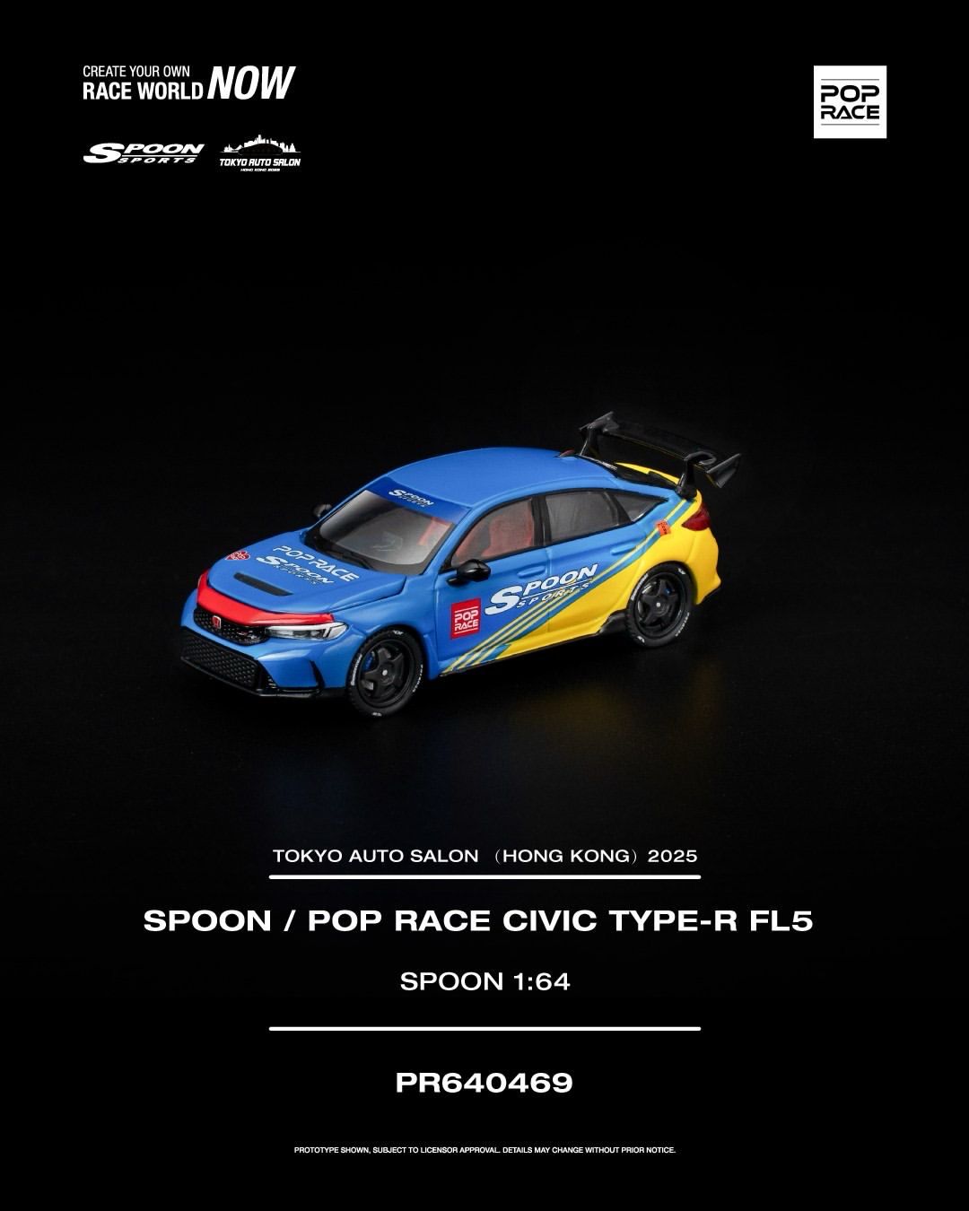 [PREORDER] POP RACE Spoon Civic Type-R FL5 (PR64-469) | 2025 Hong Kong Tokyo Auto Salon