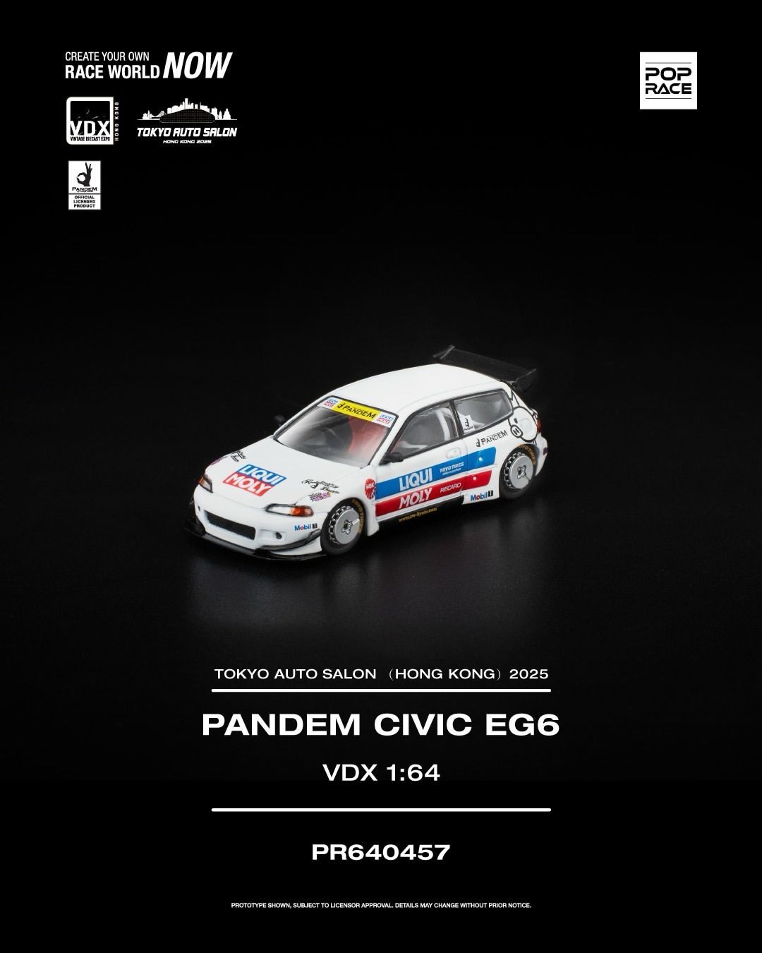 [PREORDER] POP RACE x VDX Pandem Civic EG6 (PR64-457) | 2025 Tokyo Auto Salon Hong Kong