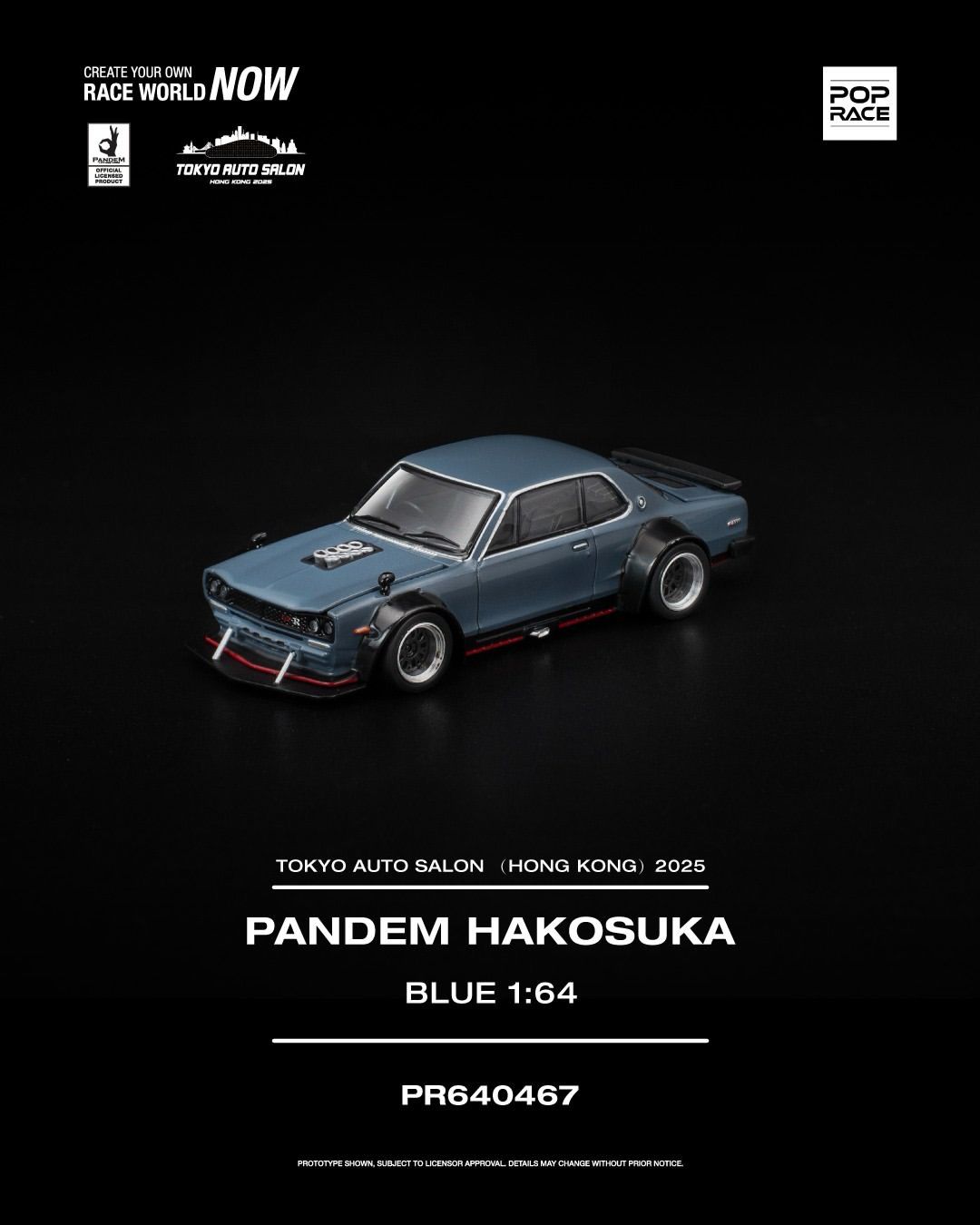 [PREORDER] POP RACE Skyline GT-R V8 Drift (Hakosuka) (PR64-467) with Merch Option | 2025 Tokyo Auto Salon Hong Kong