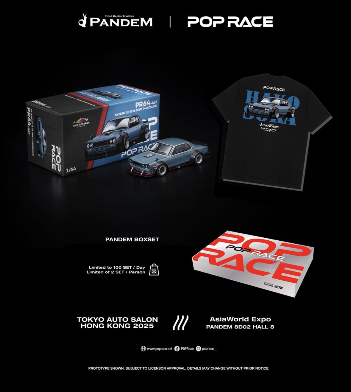 [PREORDER] POP RACE Skyline GT-R V8 Drift (Hakosuka) (PR64-467) Box Set| 2025 Tokyo Auto Salon Hong Kong