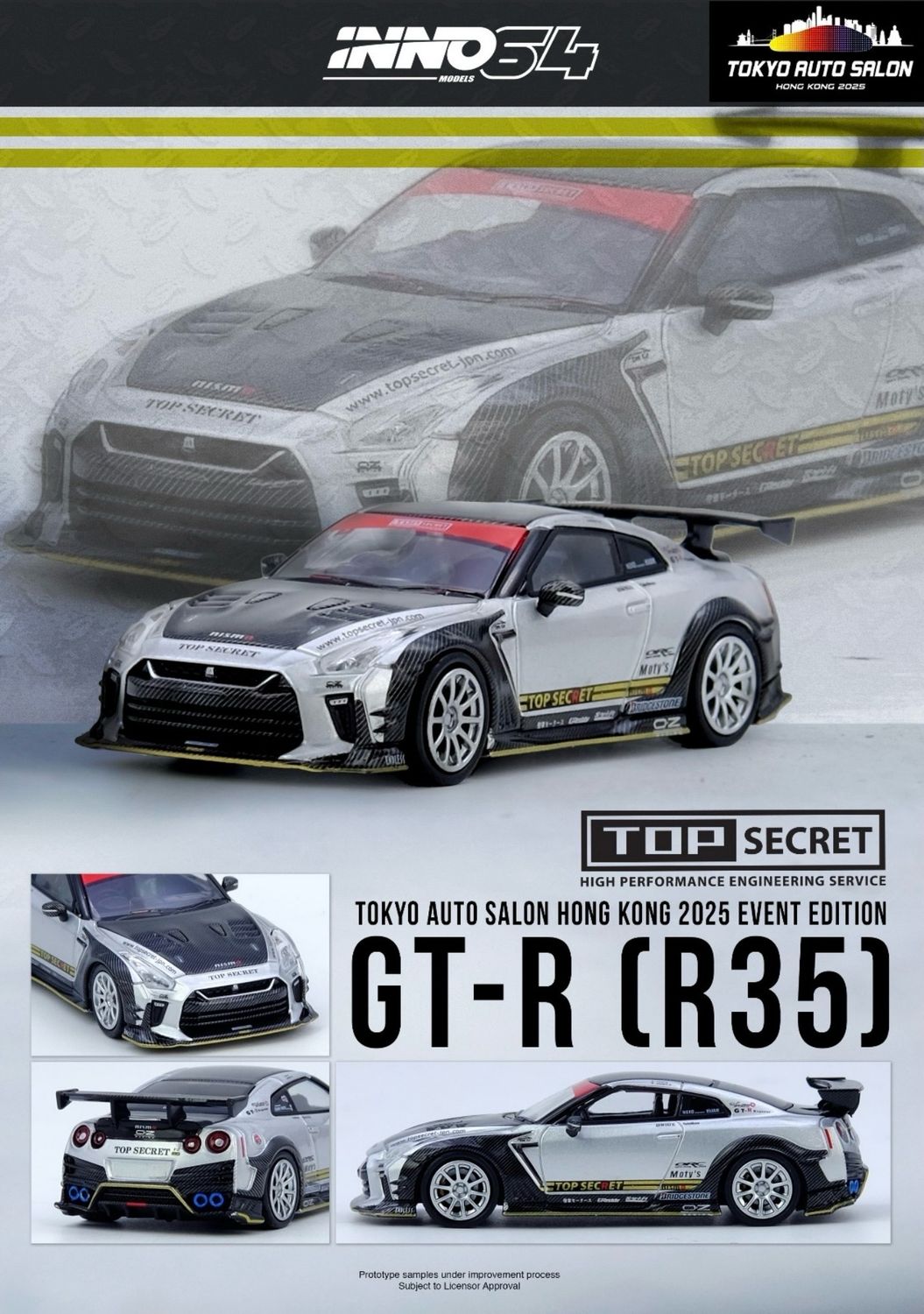 [PREORDER] INNO64 Nissan GT-R (R35) Top Secret Silver | 2025 Tokyo Auto Salon Hong Kong